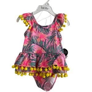 $38 msrp nwt toddler pink swimsuit printed Pom size 2t